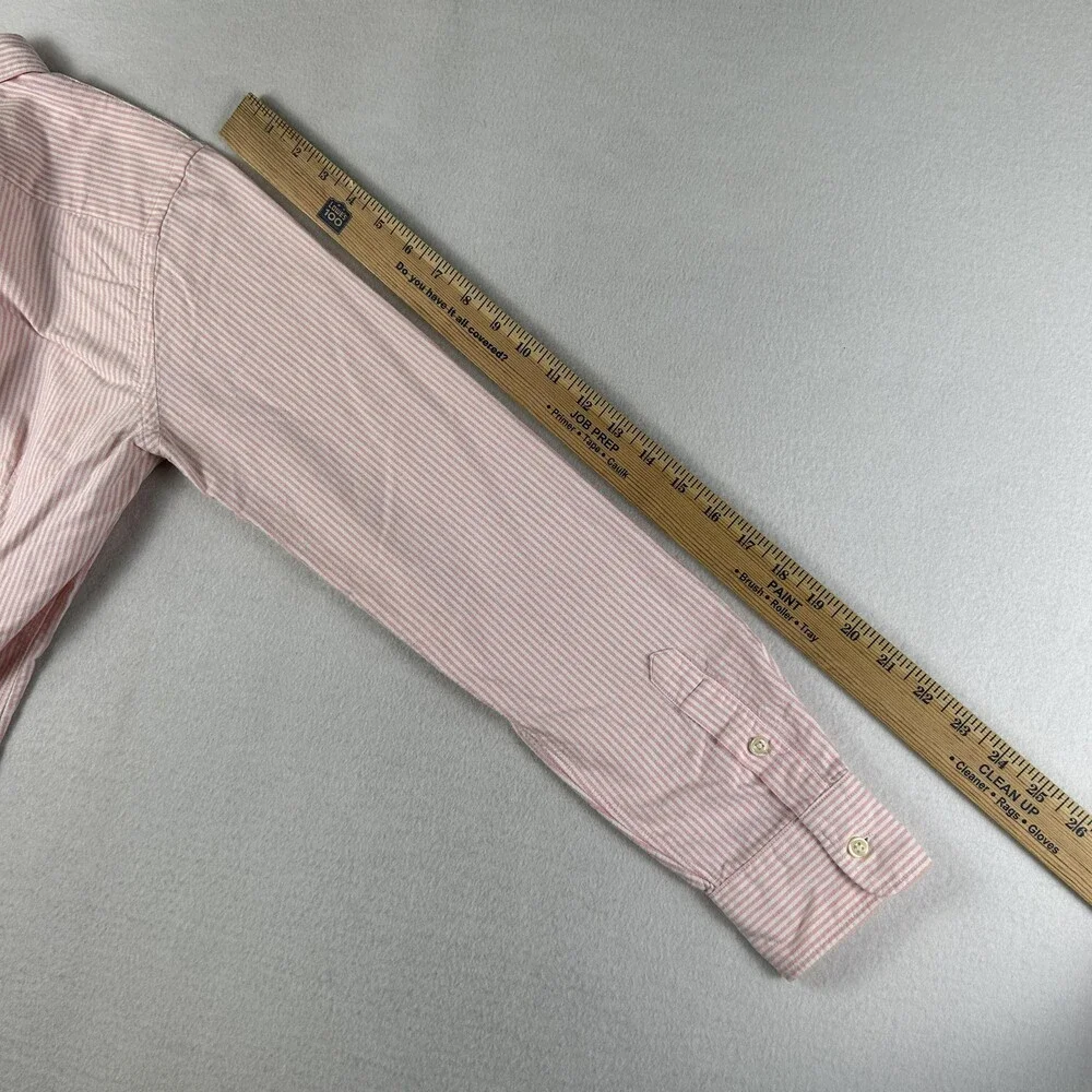 Ralph Lauren Shirt Boys 12 Pink Striped Button Down Long Sleeve Flesh Pony Logo